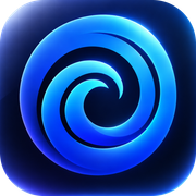 Ícono de Casongo: espiral azul sobre fondo oscuro